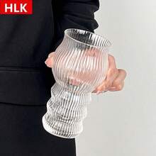 2pcs Creative Unique Shaped Glass Cup, Classic Striped Design, High-Quality Water Glass, Craft Beer Glass, Champagne Glass, Cocktail Glass, Beverage Cup - transparent - View 10