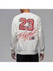 Nike Men's JORDAN Sports Casual Round Neck Sweatshirt Pullover - White - View 3