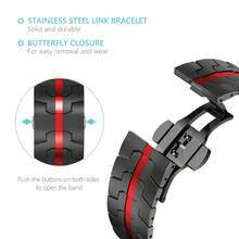 Metal Band Compatible With Samsung Galaxy Watch 8/8Classic Ultra 47mm Men,Stainless Steel Replacement Strap - Black+Red - View 4