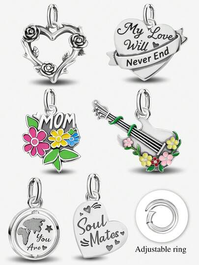 1Pc Fashionable Soulmate Pendant Fit For Women Bracelets Bangles DIY Jewelry Making And Daily Outfit Matching Jewelry Decoration For Girls