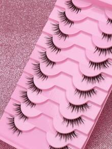 Ayrmilla 10 Pairs Messy Cat Eye Lashes, Petite & Cute Design, Suitable For Daily, Date, Vacation, Light Makeup, Spring New Arrival - Black - View 5