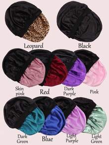 Nunify 丝绸缎面睡帽，双层缎面睡帽，可调节，女士睡眠帽，双面可用，适合卷发，护发帽，睡帽 - 彩色 - 查看 7