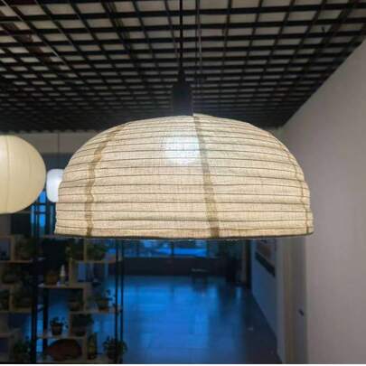 1pc 40/50cm Wabi-Sabi Style Linen Lamp Shade, High-End Retro Home Decor, Suitable For Dining Room, Living Room, Tea Room, Study, Handwoven Design (Lamp Not Included)