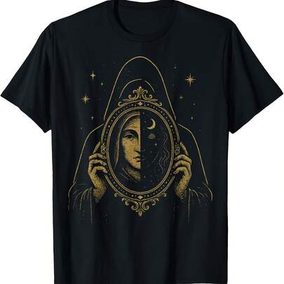 Hermetic Mirror Symbol Duality Shadow Light Design T-Shirt