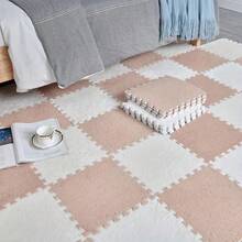 16 件家用纯色拼布垫，装饰性卧室拼图厚泡沫地毯垫，毛绒可修剪纯色拼布垫 - 彩色 - 查看 31