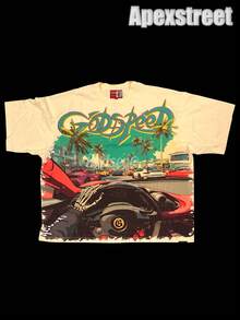 Godspeed Tee -"Power Steering", 100% Cotton Printed T-Shirt, High Quality Thick Heavyweight, New Autumn Fashion For Men, Premium Cotton Fabric, Suitable For Street Style, Machine Washable, Daily Gift - Mơ 7 - Xem 1