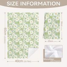 MEMNUN 2 chiếc khăn lau bếp họa tiết hoa cúc màu nước xanh lá cây mùa hè, kích thước 15.75*23.62in (40*60cm), chất liệu microfiber mềm mại, dùng để lau bát đĩa, lau tay, lý tưởng cho trang trí nhà bếp và phòng ăn, sử dụng được quanh năm. - Nhiều màu - Xem 3