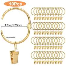 10pcs/30pcs/50pcs Curtain Rings With Clips (32mm/1.25inch) Inner Diameter, Hanging Rings And Curtain Hooks, No Need To Remove Curtain Rod, Roman Rod, Easy Installation, Suitable For Living Room And Bedroom Curtain Hooks, Shower Curtain Hooks Decorative Curtain Rings (Gold, Black, Silver) - Multicolor - View 10