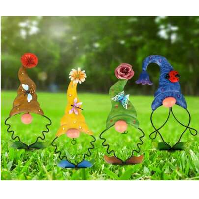 4件套亚克力圣诞精灵剪影地面装饰品，适用于草坪、花园装饰、庭院装饰。