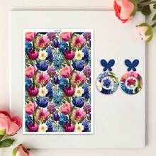 Floral Pattern Clay Transfer Paper For Polymer Bohemian Leaves Clay Transfer Retro Water Transfer Sheets Jewelry Making Earrings DIY Polymer Enamel Pottery Enamel Tools Art - 1Pc - View 14