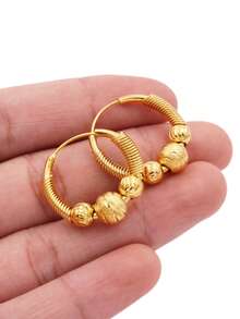 Gold Tone Large Hoop Earrings, Suitable For Pierced Ears, Gold Earrings, Pierced Jewelry, Women/Girls Accessories, Jewelry Gift - Gold - View 11