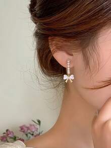 1对时尚优雅精致奢华高端仿珍珠独特设计女士耳环 - 彩色 - 查看 3