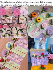 花卉礼品卡，方形贺卡创意花卉包装袋，手提花袋，适用于情人节鲜花、周年纪念派对礼物、婚礼花束包装、情人节装饰、礼品、女士礼物、派对礼品袋 - 彩色 - 查看 10