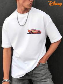 Disney Men's Casual T-Shirt, Lightning McQueen Inspirational Quote Print, Meaningful Racing Design, Relaxed Fit, Ideal For Daily Wear & Positive Style - trắng - Xem 2