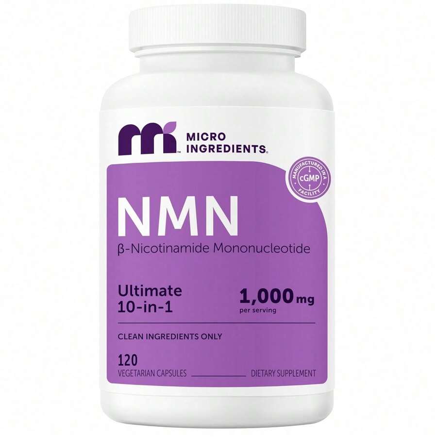 MicroIngredients NMN Complex 1000mg Per Serving, 120 Veggie Capsules |   10-In-1 With Nicotinamide Mononucleotide, Resveratrol, CoQ10, Quercetin & Glutathione |   NAD+ Supplement Precursor | Filler Free Vitamins Supplements Chlorophyll Creatina Monohidratada Vitamins Probiotics For Women Protein Powder Quick Ship Items  Creatina Colageno - 120抽 - 查看 1
