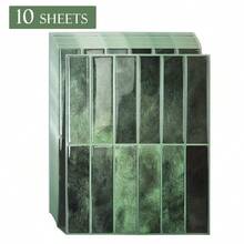 10/30pcs Green Brick Pattern Peel And Stick Tile Backsplash, Waterproof Wall Sticker For Living Room, Kitchen, Bathroom, Zellige Style - Green - View 9