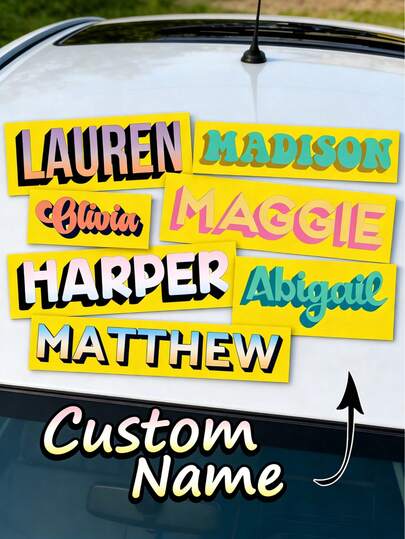 Custom Holographic Name Sticker, Personalized Vinyl Name Tag Shadow Name Decal, Double Layer Vinyl Name Decal, Name Sticker, Name Word Decal For Luggage, Custom Name Decal Sticker, Camp Trunk Decal For Cups, Glasses, Balloons, Rolls, DIY Wedding Or Gift Label