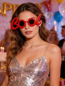 1副节日派对服装眼镜，红色酷炫生日趣味眼镜，庆祝嘉年华拍照道具派对用品 - 多色 - 查看 1