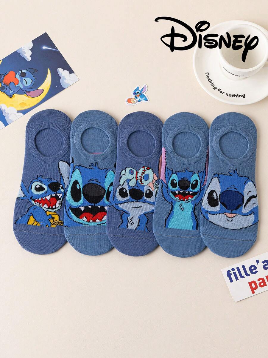 1/5/10 Pairs Disney Stitch Men's Socks, Boat Socks, Invisible Socks, Funny Christmas Gift, All Season - Multicolor - View 1