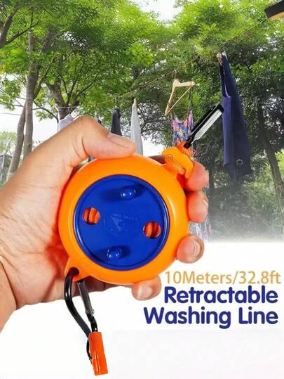 1条多功能便携式可伸缩防滑10米旅行晾衣绳 - 结构紧凑，易于安装和使用，可调节长度，适合室内/室外/户外露营/酒店使用