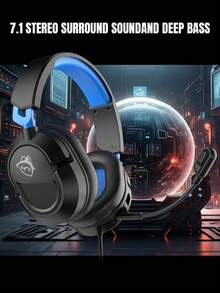 GX20 Black & Blue Gaming Headset, Fashionable Portable Lightweight Comfortable High-Quality High-Performance Gaming Headphones - View 2