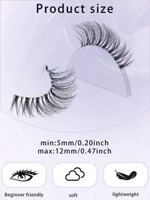 7对自然假睫毛，蓬松猫眼，柔软3D仿貂毛睫毛，纤细凌乱，多层假睫毛，佩戴舒适，上睫毛飞扬，拉长眼型，自然逼真，整条假睫毛，持久浓密，热门美妆工具 - 黑色 - 查看 6