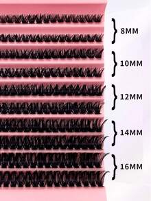 200簇D-DD卷度，仙女自然高级睫毛嫁接套装 - 80D - 家用DIY，俄式卷度，蓬松，混合款式 - 8-16毫米 - 适合初学者，可重复使用，节日特效，节日礼物，日常佩戴 - 查看 3