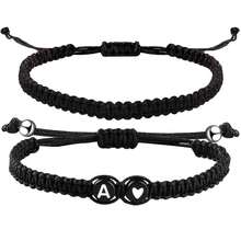 2件套黑白心形26字母编织手链，简约百搭爱心手链套装 - 黑色 - 查看 6