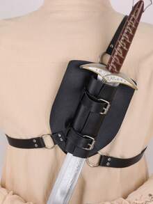1pc Medieval Leather Sword Scabbard Shoulder Strap, Viking Knight Men's Costume Accessory, Leather Backpack Strap For Retro Cosplay - Multicolor - View 5