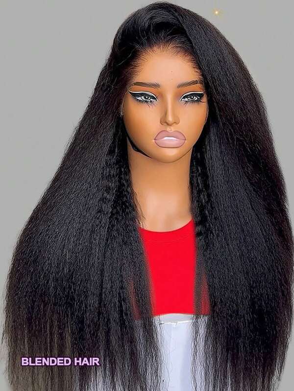 200% 密度直发假发 - 夹式假发，无需胶水，预剪裁，预拔毛，13x4 蕾丝前假发，适合女性日常佩戴、派对、音乐节、生日、情人节礼物