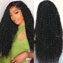 VIOLLY Jerry Curly 32 Inch 13*6 HD Transparent Lace Front Ear To Ear Free Parting 200% Density Melted Hairline Baby Hair Pre Plucked Pre Bleached Knots Heat Resistant Human Hair Blend Long Luxury Wig Natural Black - 1B# - View 9