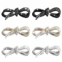 2pcs 100cm Crystal Rhinestone Shoelaces, Fashion DIY Glitter Shoelaces, Crystal Cap Drawstring, Shoe Accessories Decoration - White - View 4