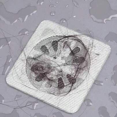 1个/10个装地漏盖贴纸，浴室毛发收集过滤网，地漏保护套，可重复使用耐高温粘性地漏盖，有效收集毛发和碎屑，必备的清洁工具