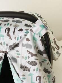 1pc Baby Carrier Cover, Cartoon Print, Sun Shade, Safety Seat Cover - Multicolor - View 4