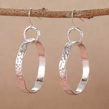 一对经典复古手工圆形耳环，适合女士日常休闲和派对佩戴 - 銀色 - 查看 2