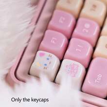 Teclas con diseño de gato adorable, set de teclas de cristal, teclas de perfil MAO de material PC, diseño traslúcido con tema de jade blanco, se ajusta a interruptores MX y barra espaciadora de 6.25U, para teclados mecánicos de juegos y oficina, solo teclas (teclado no incluido), accesorios DIY para teclados mecánicos - Ver 5