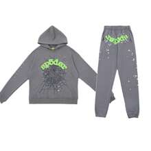 2026 Hip Hop Fashion Printed Hoodie, Loose Men's And Women's Hooded Sweatshirt Spider Web Fashion Hip-Hop Printed Flower Hoodie, European And American Brand Large-Sized Loose Men's And Women's Hooded Sweatshirt Set - 灰色 - 查看 1