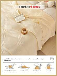 1 chiếc chăn gạc dệt kiểu waffle mềm mại và thoải mái mới - 100% cotton nguyên chất, thân thiện với da, màu trơn, thích hợp cho giường, ghế sofa, gối - Hoàn hảo để thư giãn và ôm ấp. - Khẽ dệt nên những từ ngữ màu mơ trắng tinh khôi. - Xem 9