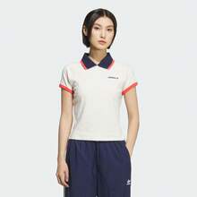 Adidas Originals Women's Short Sleeve Polo Shirt, Knitted Collar - White - View 3