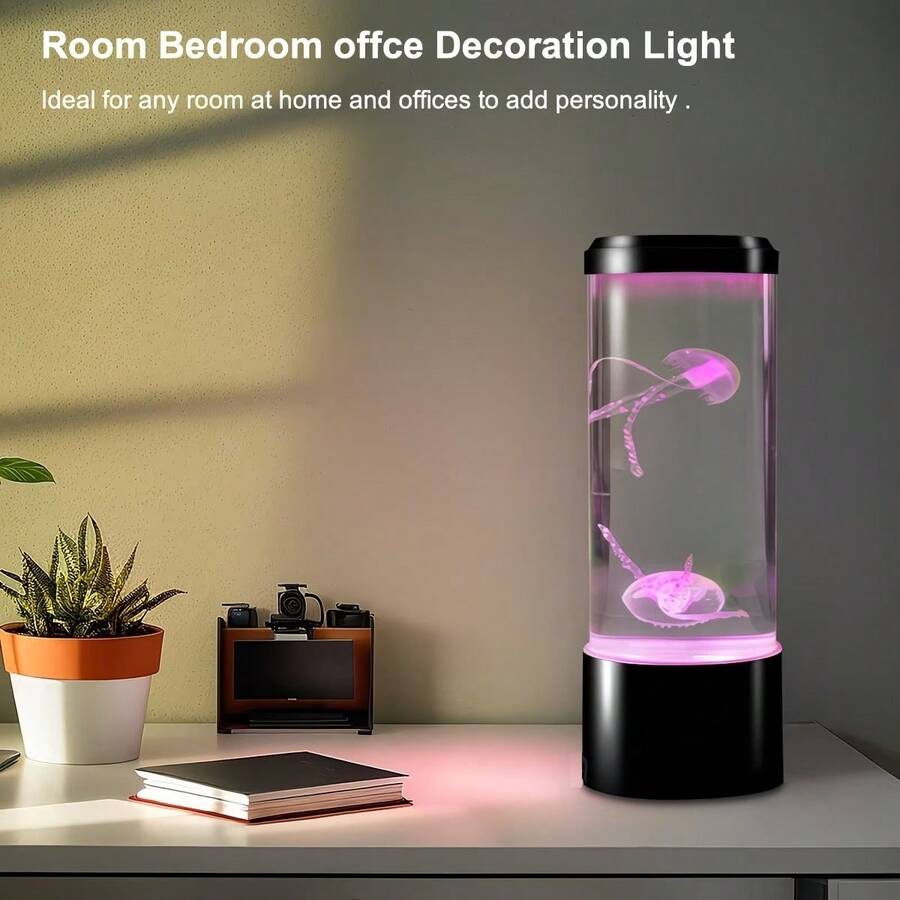 [Multi-Color Jellyfish Lamp] 1 Jellyfish Lamp, Multi-Color Changing Ambient Night Light For Aquarium Ocean, Living Room, Family Bedroom, Desktop Decoration, Holiday Gifts (USB) - 黑色 - 查看 1