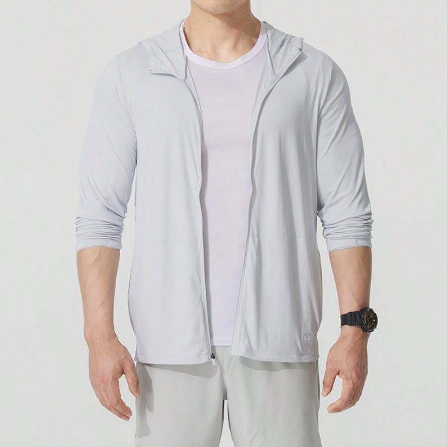 Under Armour M Expanse UPF Hooded Full Zip Jacket/Outerwear, Woven Fabric, Hooded Men's Running Sportswear 1390052-014 - Halo Gray - View 1