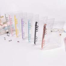 A6透明活页封面，贴纸簿，海报，3D贴纸收纳盒，6孔PVC笔记本套，DIY日记本 - 彩色 - 查看 1