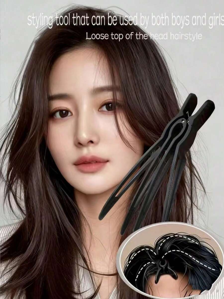 Styling Hair Clips, Suitable For Shaping, Sectioning, Hair Salon, Trimming, Thinning Hair, DIY Hair Accessories, Volumizing Clips (For Hair Roots), Creating Soft Waves. Non-Slip Braided Hair Clips (For Thin Hair). Clips For Positioning Hair Sections. - Multicolor - View 1