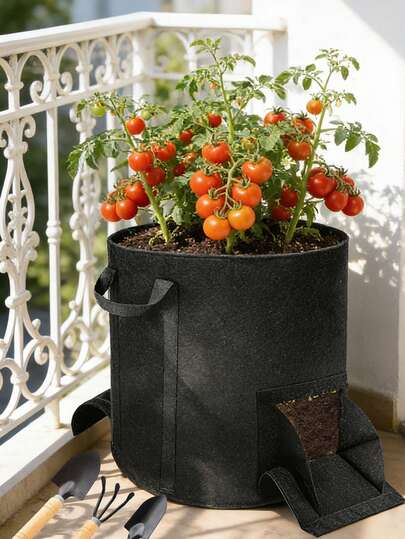 1 طقم 2 قطعة أكياس زراعة سعة 10/15 جالون مع طقم 3 قطع من أدوات الحديقة متعددة الأغراض، أكياس زراعة من قماش غير منسوج مع نافذة حصاد فريدة ونافذة مرئية، أوعية زراعة للحاويات الداخلية والخارجية للخضروات والأزهار والأعشاب والنباتات البونساي