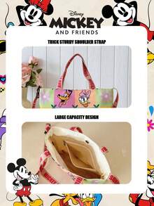 Disney Official Licensed 1 Pc Disney Mickey Mouse Printed Cartoon Candy Bag Children's Tote Bag, Girl's Cute Cartoon Handheld Bag For Daily Use, Casual Canvas Shoulder Bag For Easy Carry – For Kids / Boys / Girls Perfect For Daily/Shopping/ - Multicolor - View 9