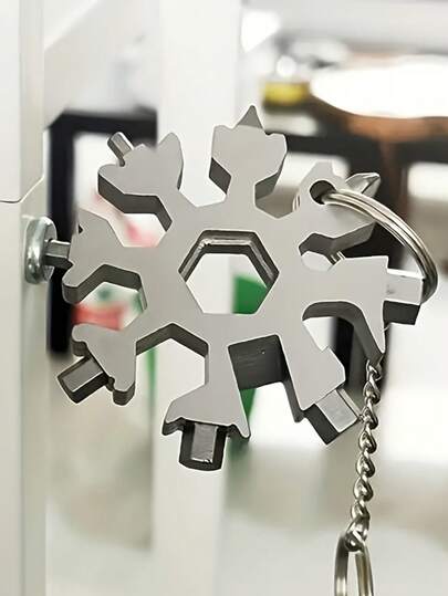 1pc 18-In-1 Snowflake Multi-Tool, Portable Stainless Steel Snowflake Bottle Opener, Screwdriver Set, Wrench, Ideal Christmas Gift For Men, Cool Camping Tool, Unique Gift For Dad