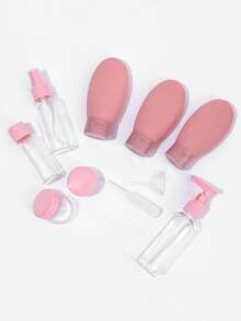 11件套旅行装可灌装瓶套装，包含喷雾瓶、乳液瓶、洗发水瓶、沐浴露瓶等，可用于化妆品空液体容器的便携式灌装。 - 查看 6