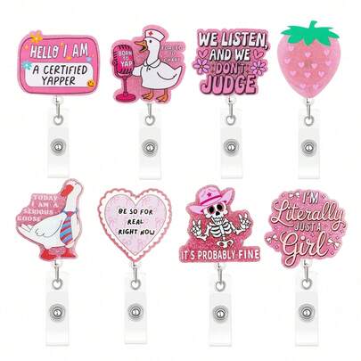 1pc Glitter Acrylic Badge Reel, Retractable ID Card Holder, Nurse/Doctor Badge Reel Gift, Retractable Badge Reel