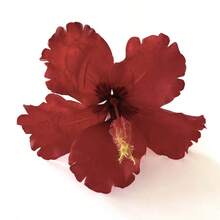 1PC New Hawaiian Artificial Hibiscus Flower Alligator Clip, Side Hair Clip For Bridal Wedding, Hawaiian Beach & Tropical Party Decorative Hair Clip - 深紅色 - 查看 3