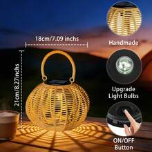 2PCS Boho Solar Lantern, Hanging Rattan Light, IP65 Waterproof, For Garden, Patio, Wedding Backdrop, Festival Lighting - 星星 - 查看 3